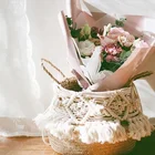 Плетеная корзина с кисточками в стиле бохо ручной работы, садовый цветочный горшок, кабинет, корзина-органайзер для дома плетеная корзина для хранения