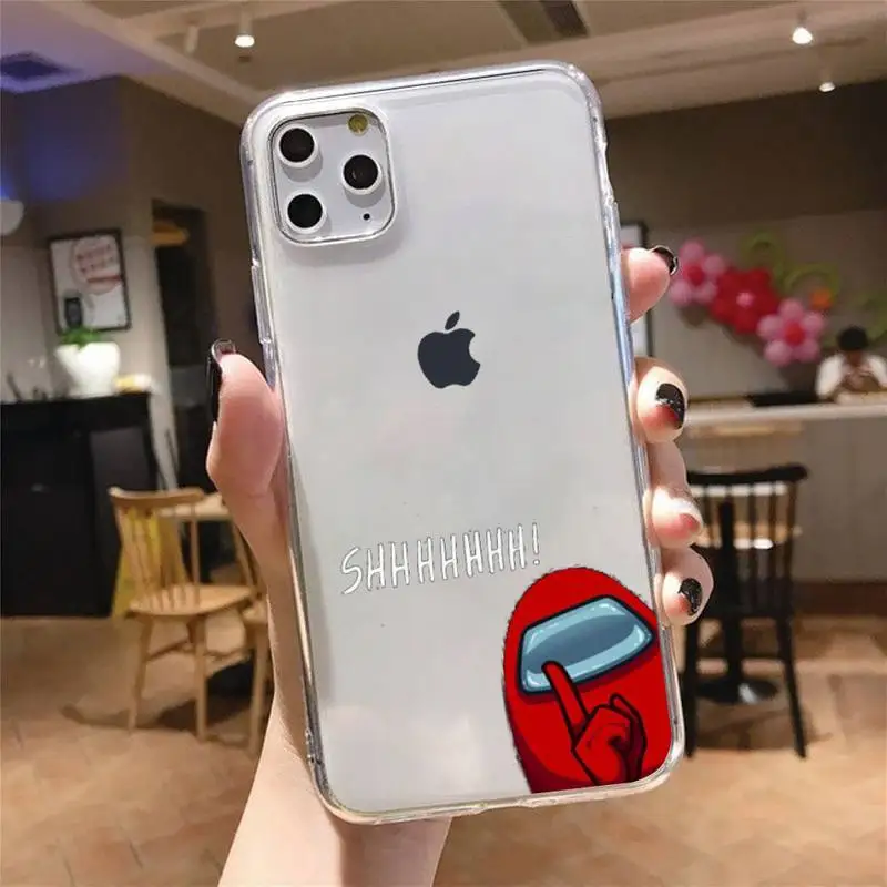 

Among Us game Phone Case Transparent for iPhone 6 7 8 11 12 s mini pro X XS XR MAX Plus cover funda shell