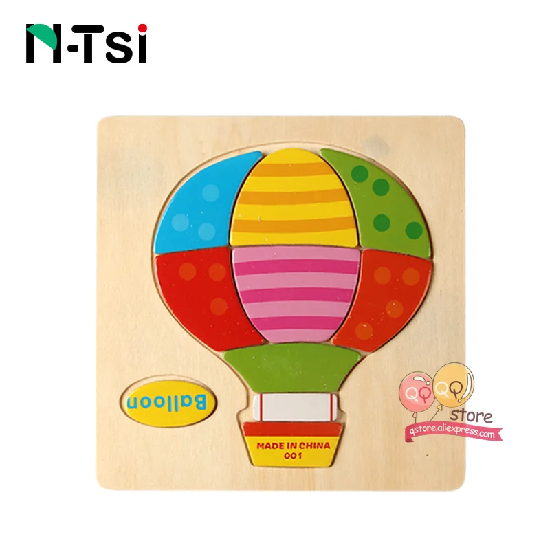 N-Tsi, детские деревянные головоломки, игрушки для малышей, Развивающие головоломки, Развивающие детские игрушки для детей, игры, Мультяшные животные, подарок, 3 года - Цвет: Balloon