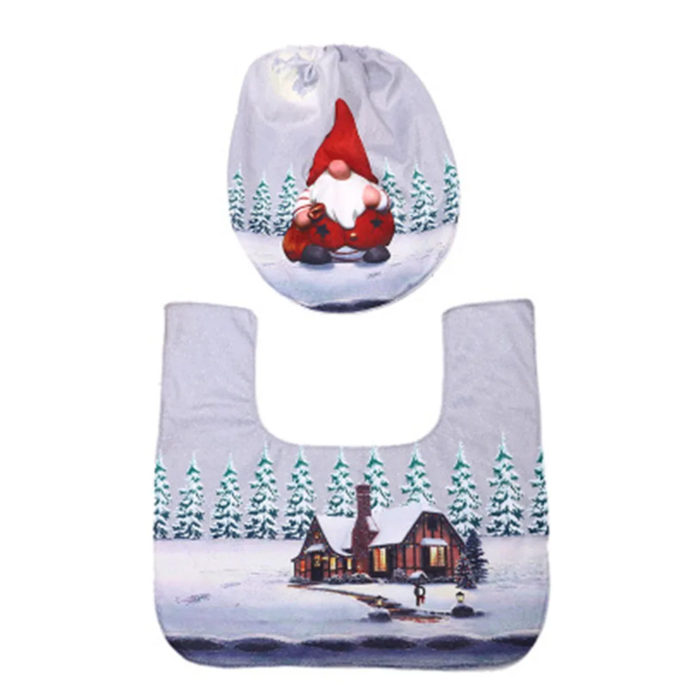 

Toilet Lid Cover Bathroom Bath Mat Accessories Christmas Non-Slip Soft Durable