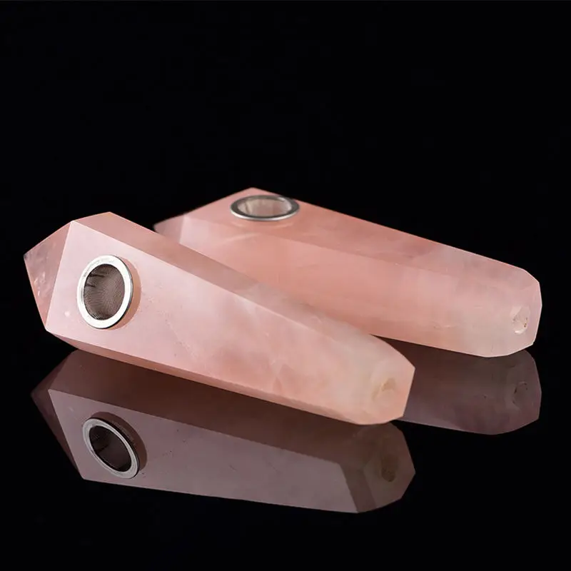 1 шт. натуральный розовый кварц кристалл курительная трубка сигаретная |