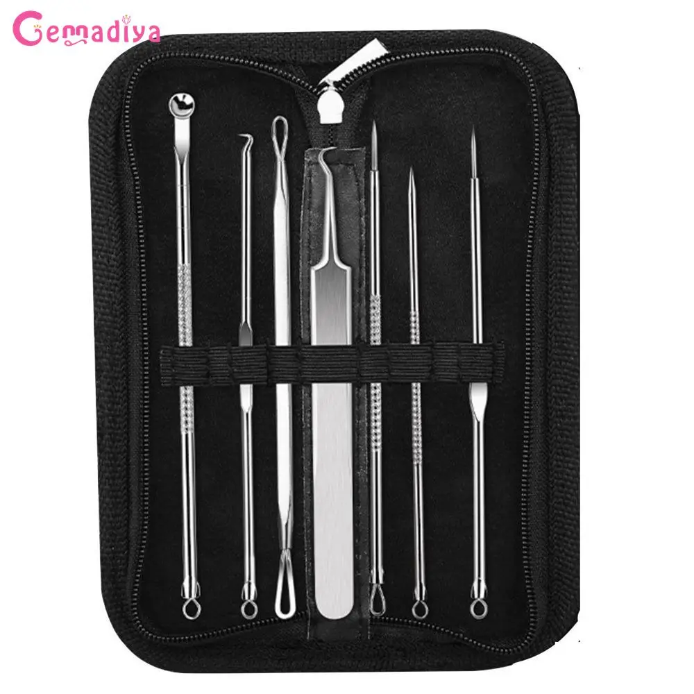 

Blackhead Comedone Acne Pimple Blackhead Remover Tool Spoon for Face Skin Care Tool Needles Facial Pore Cleaner With Box