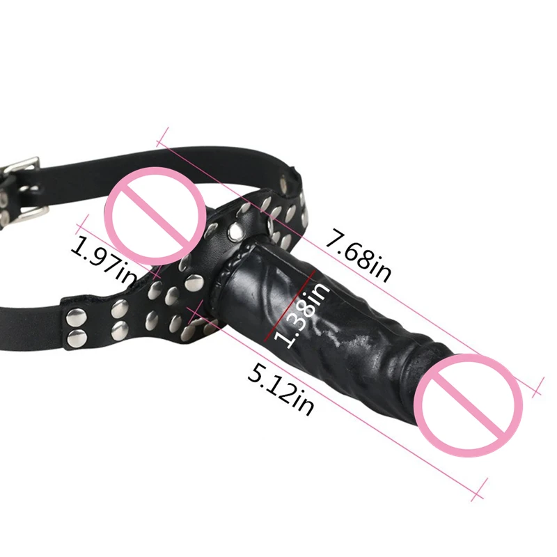 Double-Ended Dildo Gag Strap On Head PU Leather Harness Mouth Strapon Realistic Cock Dick Sex Product for Lesbian Women | Красота и