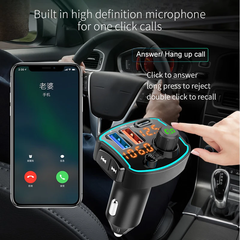 Автомобильный FM-трансмиттер VR robot Bluetooth 5 0 mp3-плеер с беспроводной связью