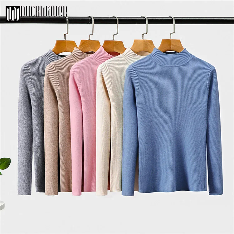 Duckwaver High Quality Autumn Winter Warm Women Sweater Thick Turtleneck Pullover Fashion Rib Knitted Female Jumper Top | Женская одежда