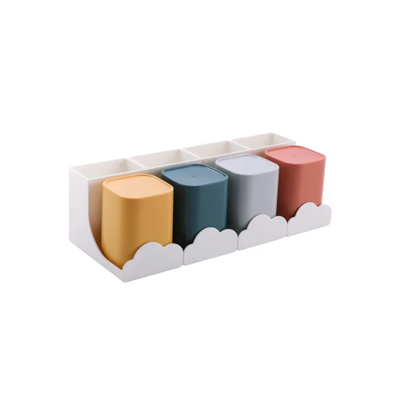 

Toothbrush Shelf Wash Cup Set Mouthwash Cup Brushing Cup Squeeze Toothpaste Artifact Wall Hanging Punch-free Toothbrush Rack