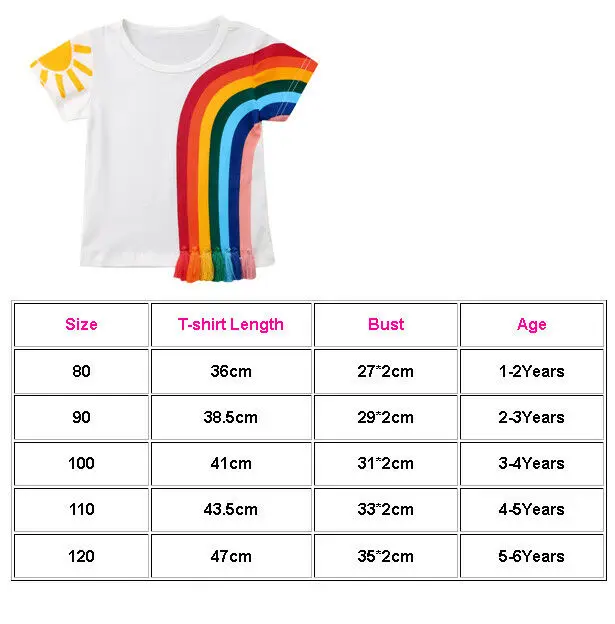 2019 брендовые Модные топы для начинающих ходить девочек Повседневная Радужная