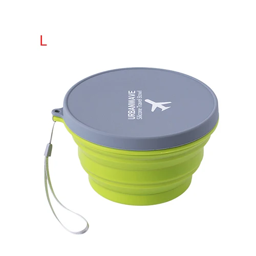 L - Green Портативная дорожная силиконовая чашка, аксессуары, Складная портативная походная вода, фрукты, быстрорастворимый контейнер для лапши, товары для продуктов - Цвет: L - Green
