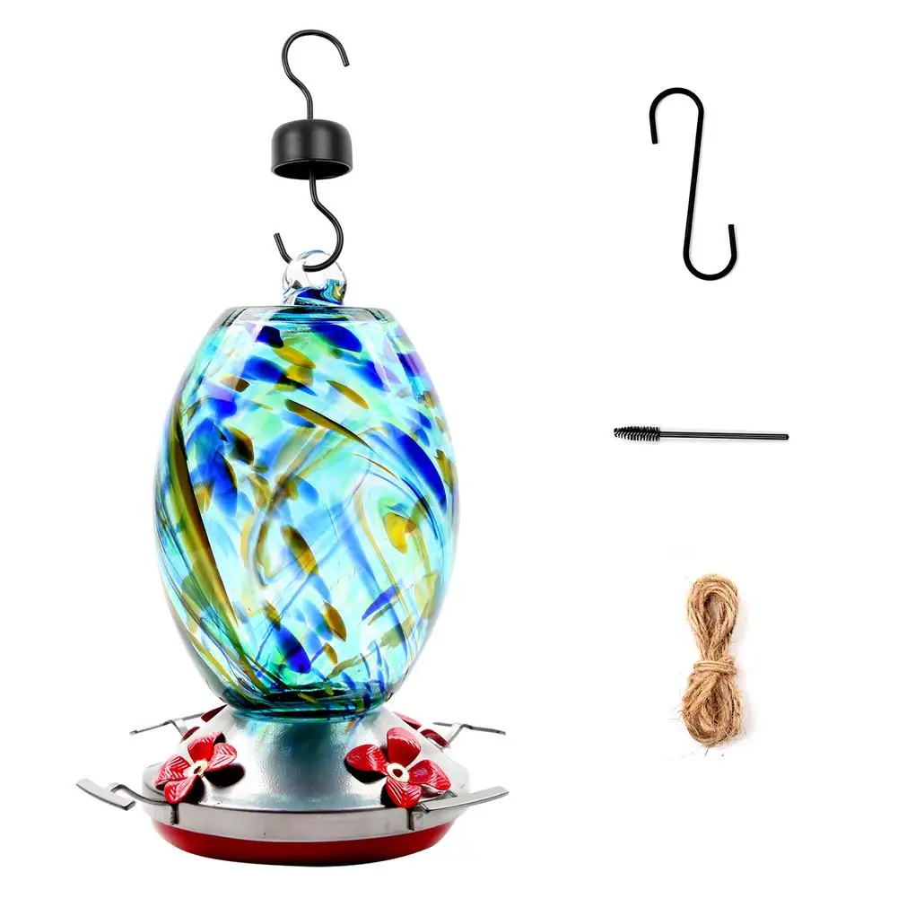 

Stained Glass Hummingbird Food Feeder Glass Feeder Drinker Water Feeding Bowl For Yard Outdoor Parrot Bird Feeder Accessories