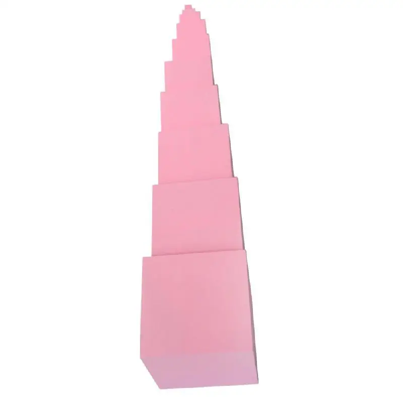 Juguetes matem&aacute;ticos Montessori de madera para ni&ntilde;os, torre rosa, cubo s&oacute;lido, inteligencia Montessori, juguete educativo para ni&ntilde;os en edad preescolar temprana-3