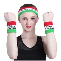 Factory Wholesale Kids/Adult Towel Headbands Stitch Your Brand logo Sports wear Embroidered  Cotton Wristband knitted Headscarf
