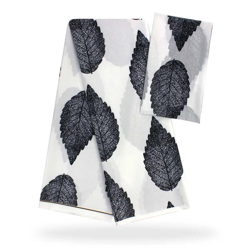 Африканская шелковая шифоновая ткань белая и черная искусственная африканская