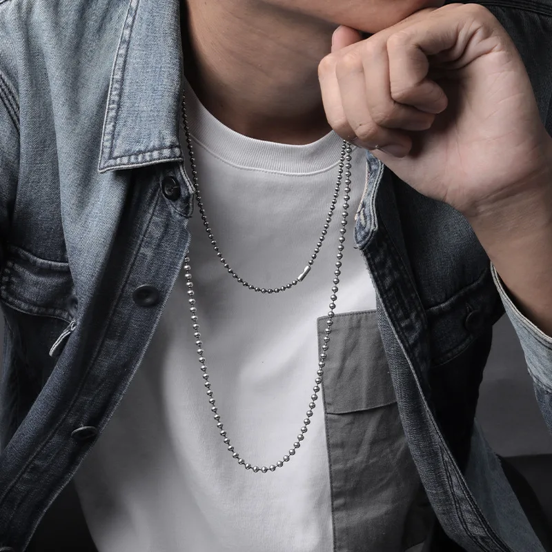 Цепочка унисекс из тайского серебра 2 5 пробы ожерелье круглых бусин мм 3 4 простая