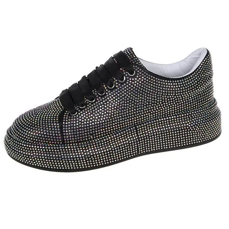 

Shoes Woman 2021 Shallow Mouth Round Toe Casual Female Sneakers Genuine Leather Crystal Clogs Platform New Moccasins Small Rhine