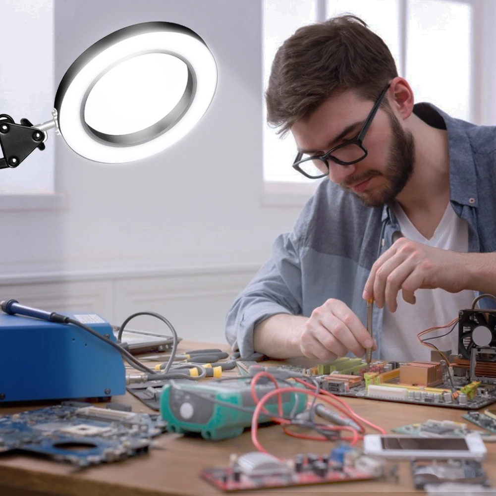 5X светодиодный светильник Лупа Вспомогательный зажим Сварка увеличительное