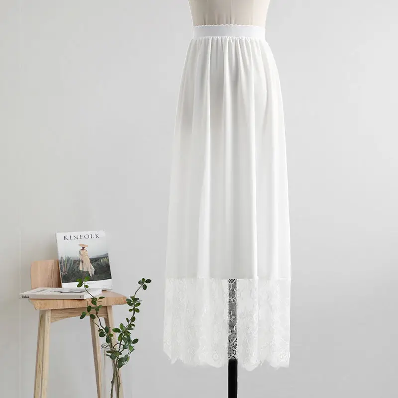 Подъюбник с высокой талией в китайском стиле длинная Плиссированная юбка нижняя