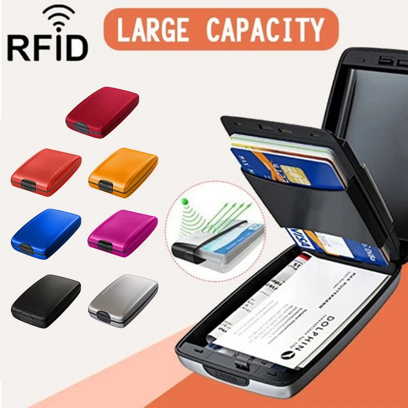

Анти-RFID алюминиевый держатель для карт, блокирующий Жесткий Чехол, кошелек, твердая кредитная карта, сканирующий защитный держатель для кар...