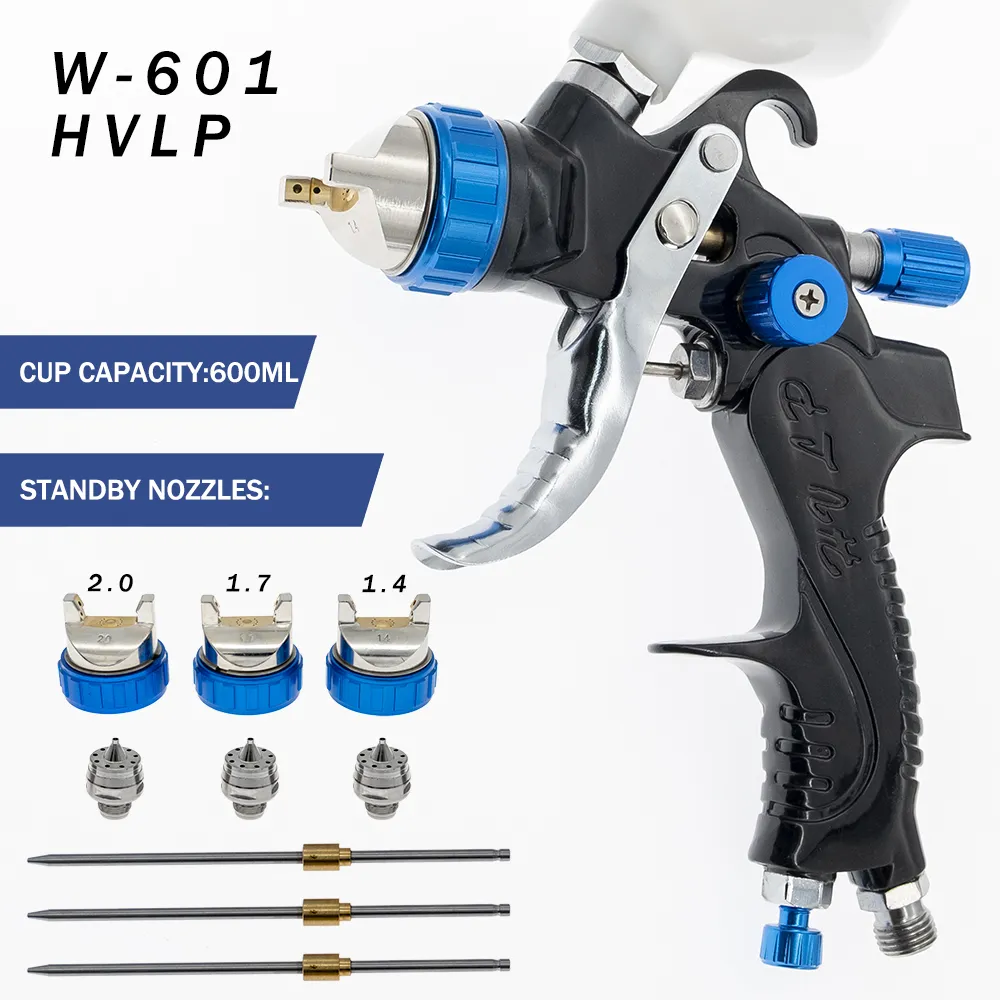 High Quality Professional HVLP Spay Gun Set 1.4/1.7/2.0mm Stainless Steel Nozzle Gravity Airbrush For Car Painting