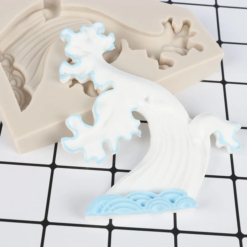 Aomily Ocean Spray Shaped 3D Silicon Fondant Chocolate Candy Cake Bakeware Mold DIY Pastry Bar Ice Block Soap Mould Baking Tool | Дом и сад