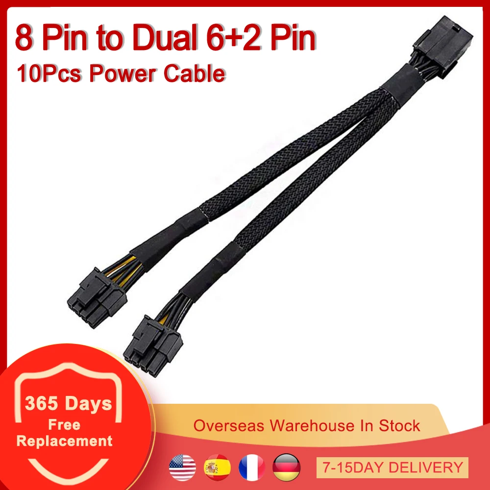 10 шт. 20 см 18AWG 8-контактный двойной 6 + 2-контактный PCI Express PCI-E PCIe видеокарта кабель