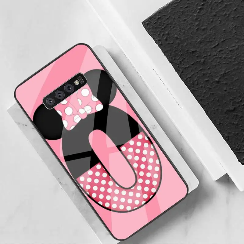 

Cartoon Mouse Bow 26 Letters DIY Printing Phone Case Tempered Glass For Samsung S6 7 8 9 10 20 Plus Ultra Note8 9 10 10pro
