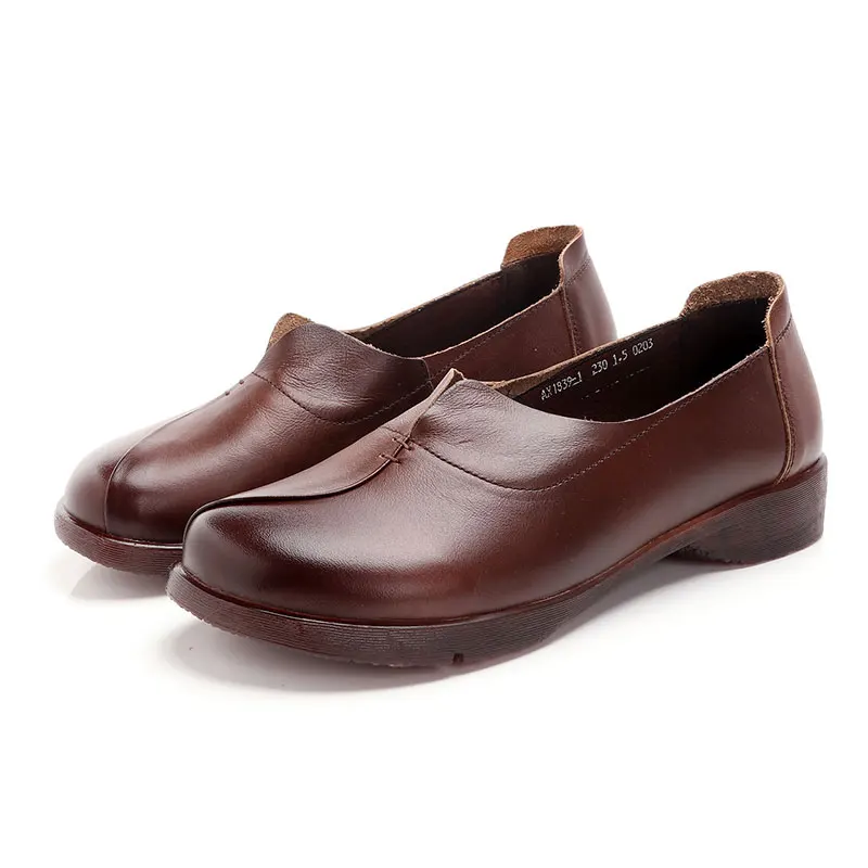 XT00188-Brown Xiuteng/ г. Новые удобные кожаные туфли на плоской подошве в этническом стиле для мам обувь ручной работы с мягкой подошвой женская обувь leage szie 41 - Цвет: XT00188-Brown