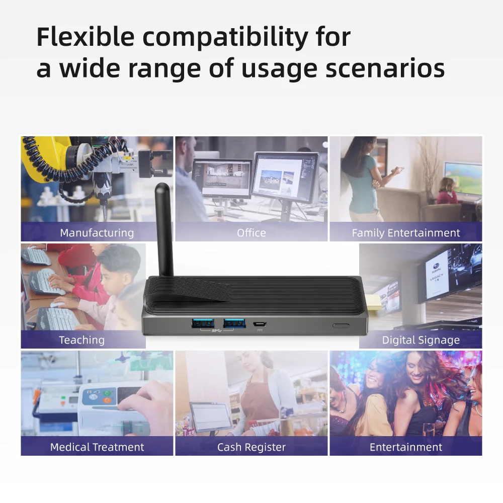 Мини-ПК Intel Celeron J4125 8 ГБ 128 безвентиляторный Windows 10 Pro HDMI 4K 2 4 ГГц Wi-Fi гигабитная