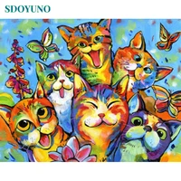 sdoyuno 60x75cm oil painting by numbers cat diy drawing by numbers animals frameless digital painting on canvas