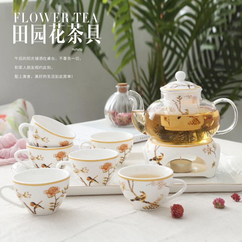 Керамический чайный сервиз с фруктами цветами Континентальный пасторальный