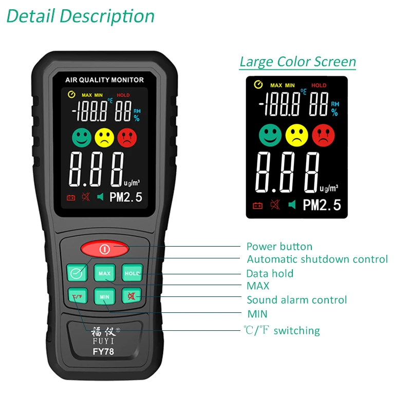 Цифровой монитор качества воздуха PM2.5 измеритель температуры и влажности датчик