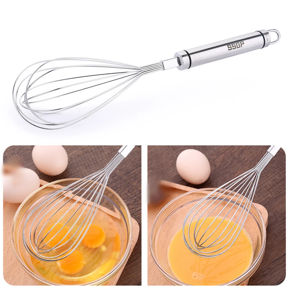 304 Ручной Кухонный взбиватель яиц из нержавеющей стали Ручка для ручной токарный