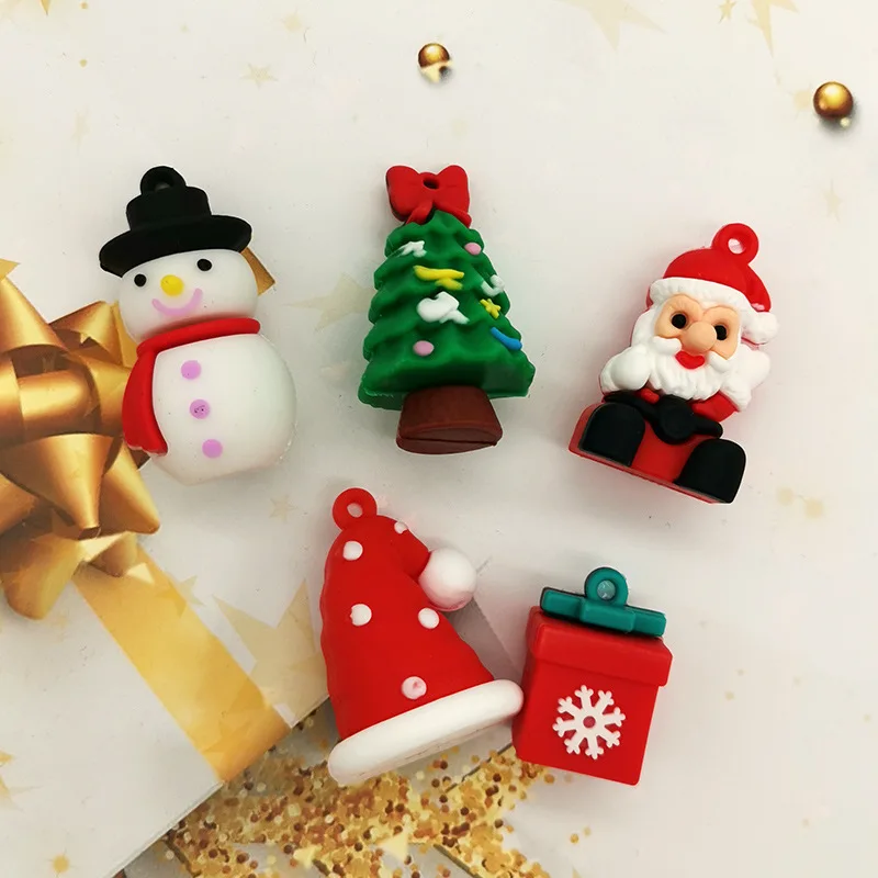 5 шт./лот Снеговик Санта Клаус миниатюрные фигурки силиконовый поделки