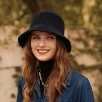 2022 autumn winter fisherman hat female new french elegance fashion metal panama cap simple elegant dome bucket hat for women
