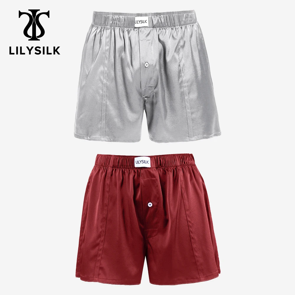 LILYSILK Silk Boxer For Men 2 Pack Luxury Fitted Draping Free Shipping