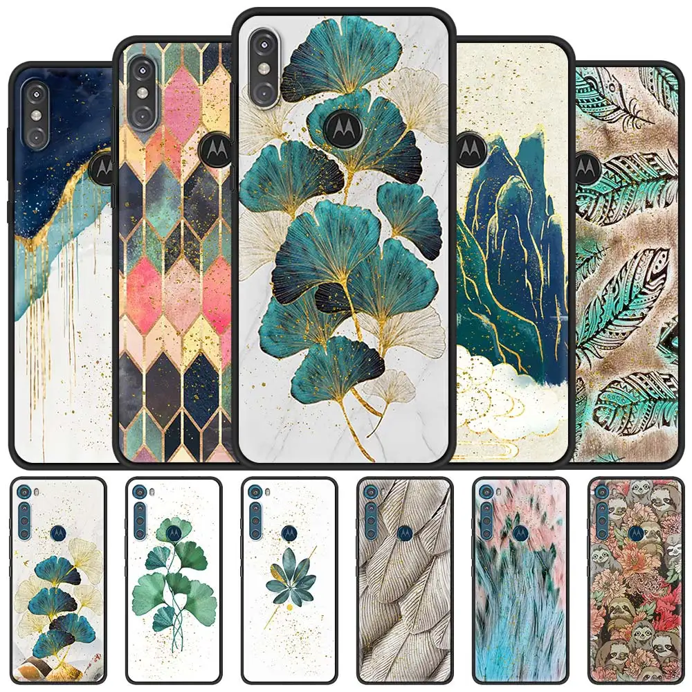 

Luxury Gold Foil Art Soft Case For Motorola One Fusion G9 Play G8 Power Lite G Stylus E6s Edge Plus G30 G10 Phone Cover Funda