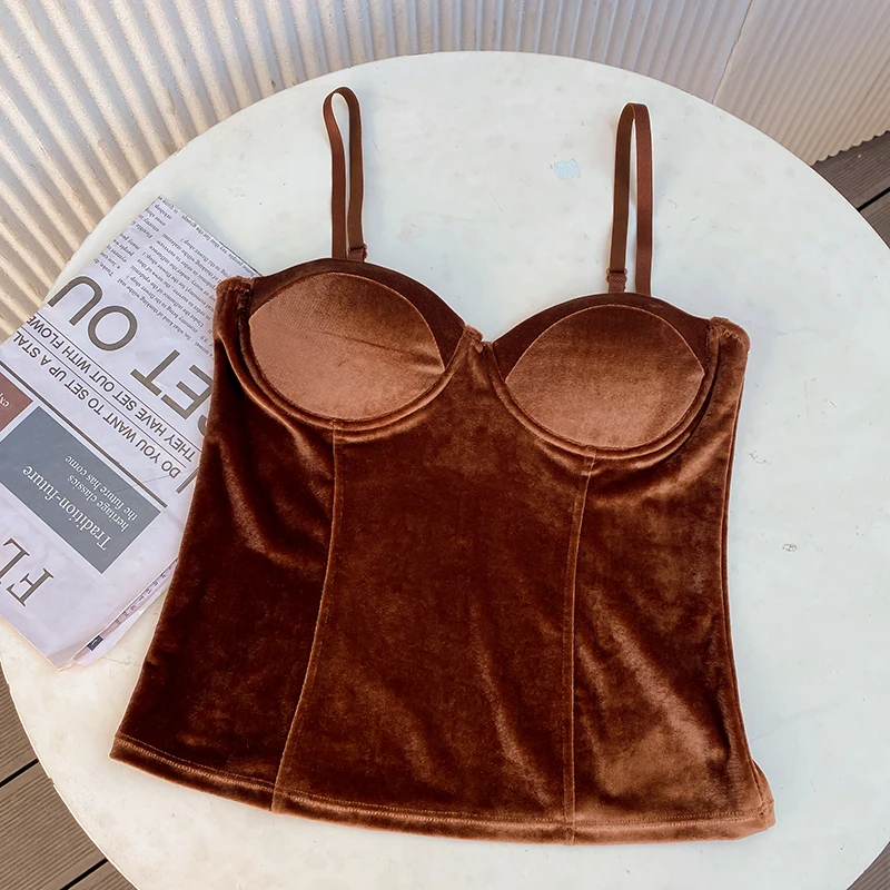 

2022 Spring Fashion Velour Camisole Womens Vintage Solid Basic Slim Tank Tops Sleeveless Soft Casual Thin T Shirts Tees Femme