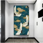 Абстрактный декоративный постер на стену в китайском старинном стиле с изображением животных, золотых цветов, журавлей, эстетический декор комнаты