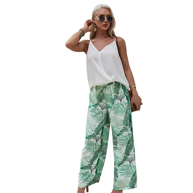 

Design summer new product suit suspender top 2021 wide-leg pants printing suit clothes for teens
