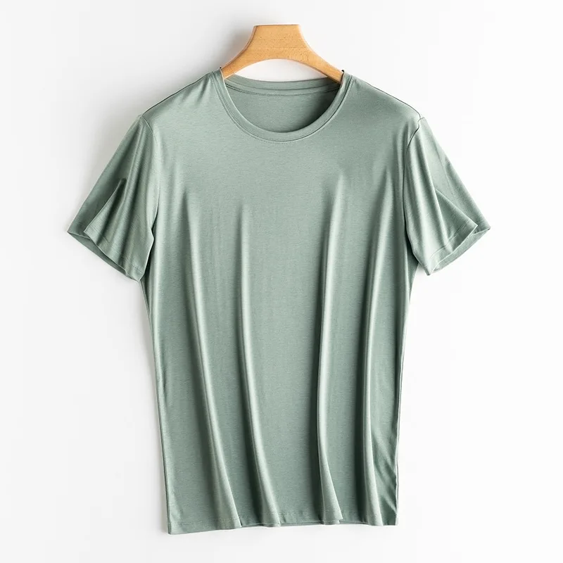 

Men's 2020 High-end Fabric Silk & Mercerized Cotton T-shirt Luxury Tee Short Sleeve Silk Feeling Summer Wear Vacation V / O-neck