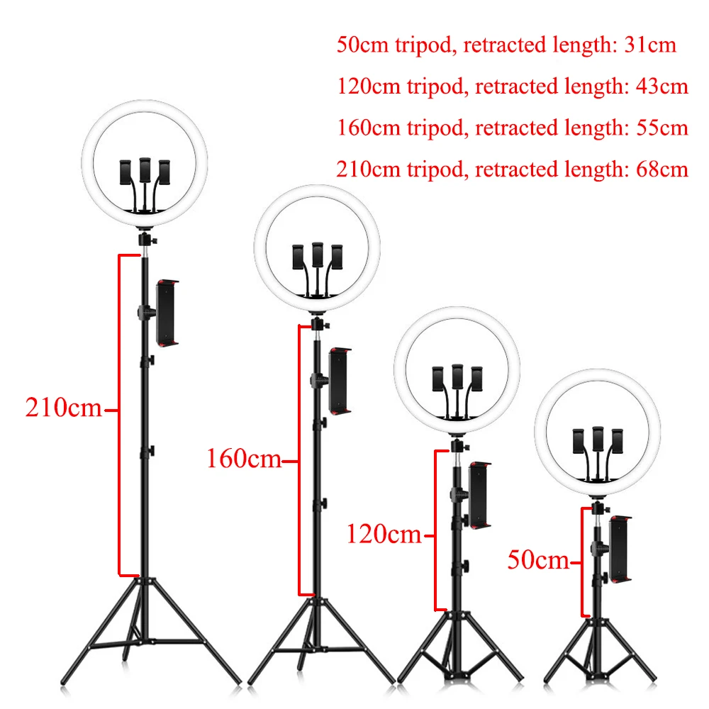 

12/13 inch LED RGB Selfie Ring Light Photography USB Dimmable With Tripod Youtuber Camera Video Studio Lighting Lamp Remote