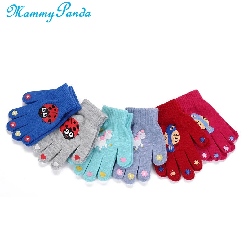 Детские перчатки зимние теплые детские с единорогом варежки рождественские