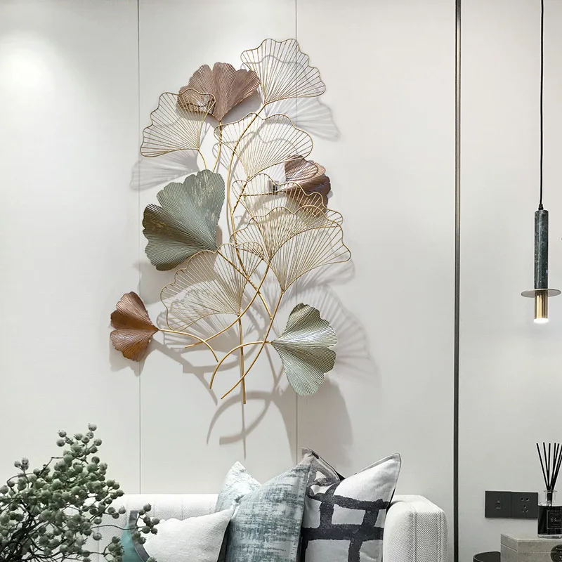 

Новое китайское крыльцо, трехмерный абрикосовый лист светильник роскошное растение, Украшение стен из кованого железа, креативное Украшение стен