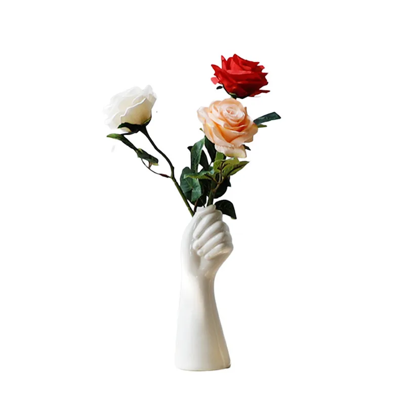 

Ceramic Flower Vase Nordic Hand Shape Sculpture Vase Lucakuins Flower Planter Pot Ornaments Flower Arrangement Decor for Home