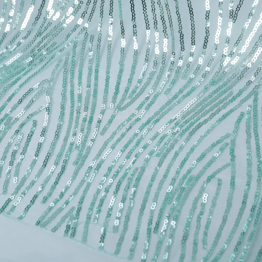 Упаковка из 5 ярдов волнистой полосатой блестки вышитая кружевная ткань сетка с