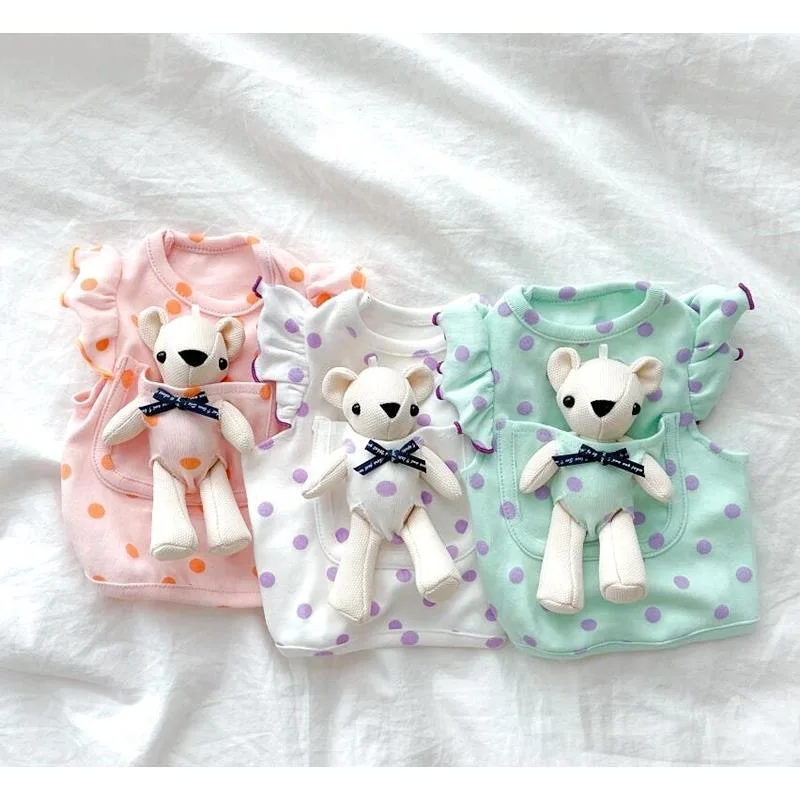 

Summer Cute Pet T-shirt for Small Dog Puppy Breathable Vest With Pocket Doll for French Bulldog Chihuahua Cats Shirts Clothes