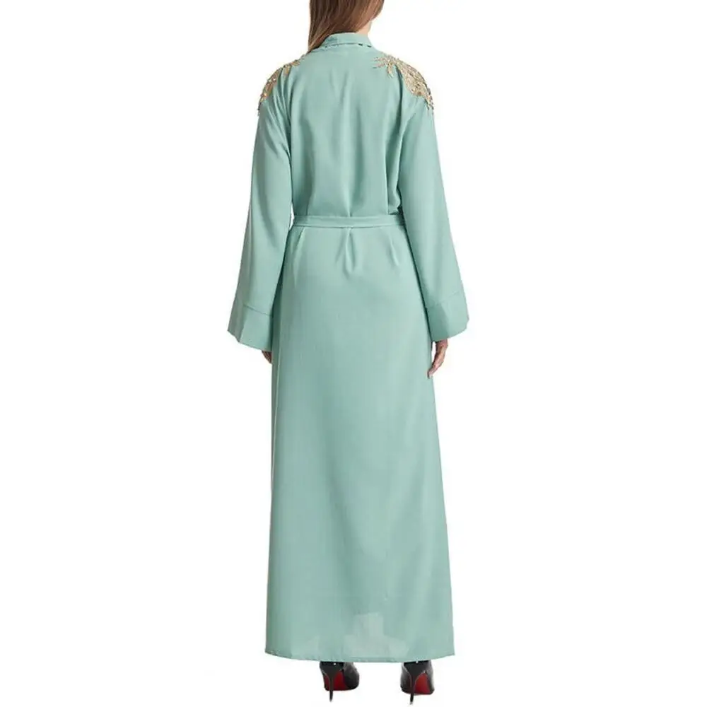 

Muslim Fashion Women Maxi Dresses Cardigan Abaya Dubai Open Front Dresses Female Islamic Long Sleeve Cardigan Female Robe