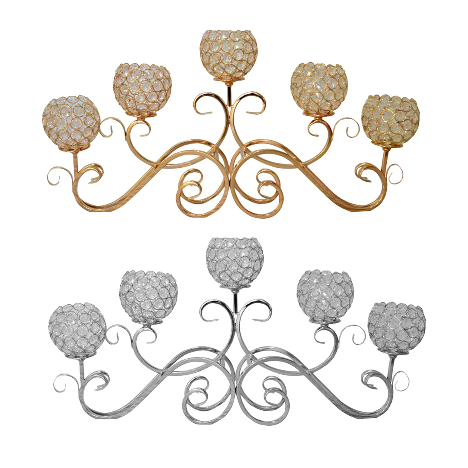 

Vintage Retro Votive Tea Light Candle Holder Candlestick 5-Arms Candelabra Wedding Party Table Centerpieces