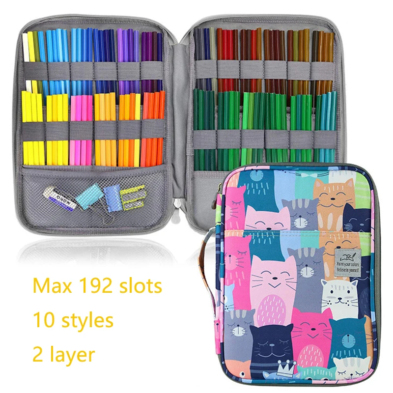 192 слотов большой емкости Пенал Органайзер сумка для косметики цветной карандаш