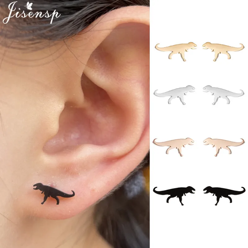 

Vintage Tiny Tyrannosaurus Earrings for Women Children Jewelry Cartoon Animal Dinosaur Ear Studs New Year Gift Oorbellen