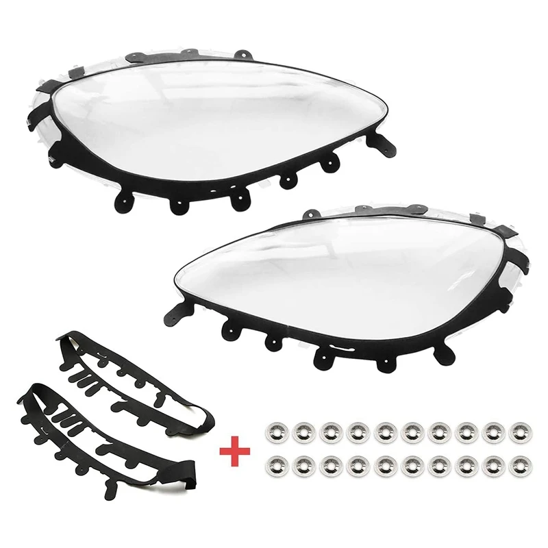 

Headlight Lens Covers for Chevrolet C6 Corvette 2005-2013 with Black Trim Gaskets Seal Kit & 20Pcs Fix Nut Snaps